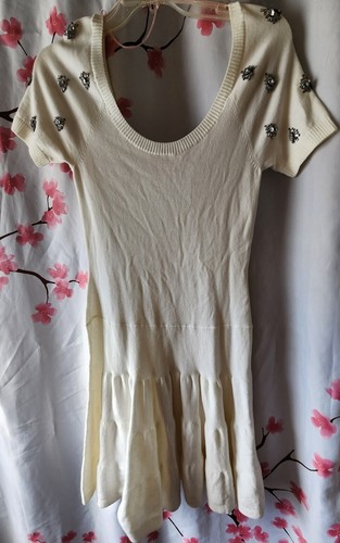 UNDERCOVER Abito maglione Victoria's Secret bianco gemma manica corta scollo XS nuovo senza etichette