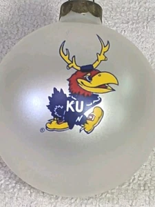 Ornament Glas Kansas University KU Weihnachten Jayhawk Maskottchen Geweih HINWEIS - Bild 1 von 6