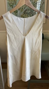 DONNA KARAN Women 4 Tank Top Cream White Silk Sleeveless V Neck VTG - Picture 1 of 9