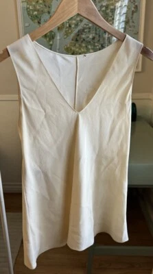 Camiseta sin mangas DONNA KARAN para mujer 4 blanco crema seda sin mangas cuello en V de colección Foto 1 de 4