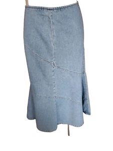 Vtg. Dana Buchman Light Blue Denim Flared Panel Skirt Size 8 Made In Hong Kong.  - Picture 1 of 9