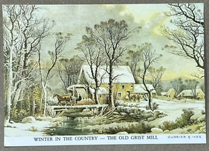 Winter In The Country The Old Grist Mill Currier & Ives - Vintage Postcard - Picture 1 of 2