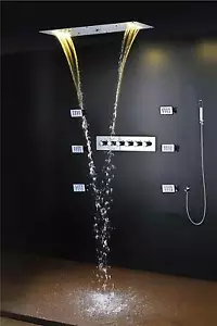 High-pressure water saving Best 15"x28" Rectangle Rainfall Multi-Function Shower - Picture 1 of 9