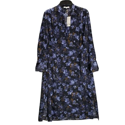 Vince Women's Plumeria Blooms Long Sleeve Hammered Satin Dress Size XS - Image 1 of 4