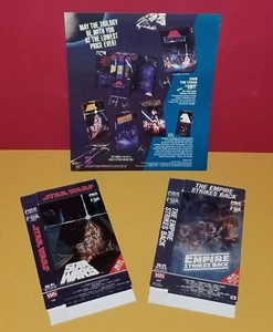VTG ORIGINAL STAR WARS , EMPIRE STRIKES BACK CBS FOX VHS BOXES / CARTONS +OLD AD - Picture 1 of 17
