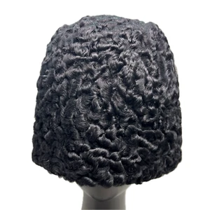 Vintage Persian Syrian Lamb Fur Hat Satin Lined Kufi Winter Sz 57 - Picture 1 of 13