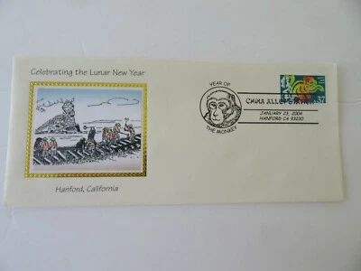 Cubierta de sello de mono de año nuevo chino Sc#3832 Colorano (#10 Envel.) [Trabajadores RR] Foto 1 de 3