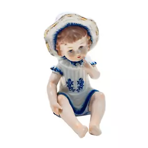 Statuina vintage KMP pianoforte porcellana tedesco bambina 7,5" - Foto 1 di 9