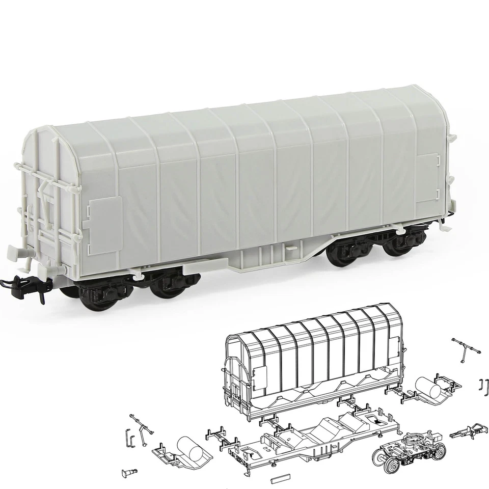 Evemodel HO Scale 1:87 Blank Unassembled Covered Coil Wagon Model Trains - Image 1 of 4