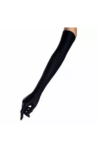Dreamhigh Women'S Evening Party Gloves 21 " Long Black / White Satin Finger Glov - Picture 1 of 12