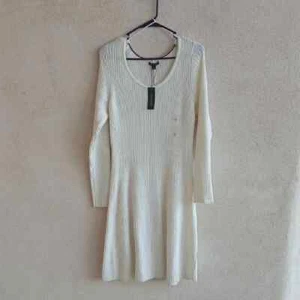 Make Offer! Tommy Hilfiger White Long Sleeve A-Line Sweater Dress - Picture 1 of 5