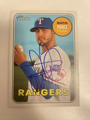2018 Topps Heritage #420 Martin Perez SP Signed Rangers All Star Rare Autograph - Image 1 of 3