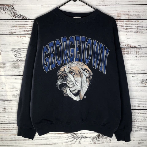 Vintage Georgetown Hoyas Crewneck Sweatshirt AOP Bulldog Graphic Men’s XL Boxy Cover