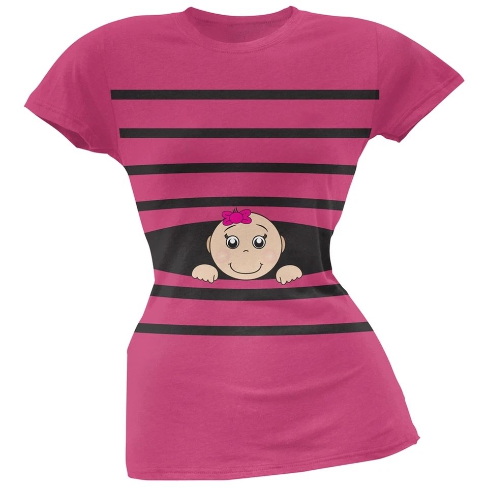 Camiseta Top Rayas Peeking Bebé Niña Rosa Suave Juniors Foto 1 de 1