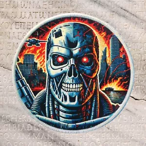 Terminator Retro Sci-Fi Alien Patch - Iron-On Applique Arnold Model 101 or T-800 - Picture 1 of 23