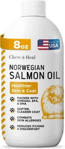 Norwegian Salmon Oil Omega-3 Liquid For Dogs Skin and Coat Healt 8 fl.oz 10/2026 - Picture 1 of 7