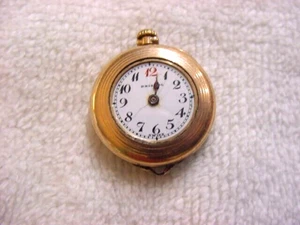 Vintage GOLD FD antique 1800 Porcelain Dial Lady BRISTOL pendant pocket watch - Picture 1 of 2