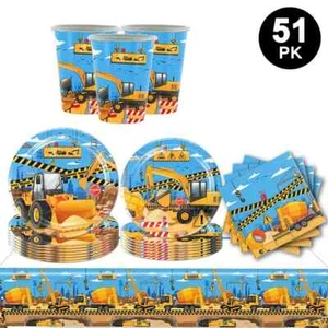 Construction Truck 10 Guests Tableware Pack Party Supplies Birthday Decoration - Picture 1 of 6