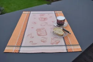 Geschirrtuch Jacquard Baumwolle 50x70 cm terrakotta Kirschmotive aus Frankreich - Bild 1 von 4