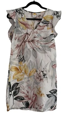 C&C California Womens Floral Linen Mini Dress XS Ruffled Cap Sleeve Lightweight - Image 1 of 4