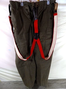 VTG West Germany Military Trousers Serios, Wool, Suspenders, Button Close 30X28 - Picture 1 of 11