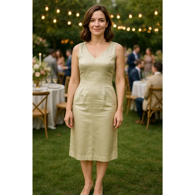 NEW $178 Vtg Talbots Silk Blend Dress Size 16 Petite Muted Yellow Career Event - Image 1 of 4