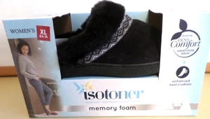Isotoner Women’s Slippers Shoes Sz XL 9.5 - 10 Memory Foam BLACK - Picture 1 of 4