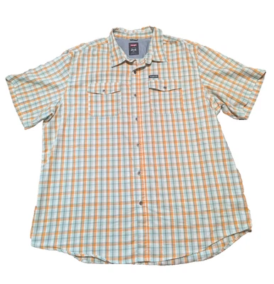 Wrangler Button Down Utility Shirt Mens Sz 2XL Orange Green Plaid Performance - Image 1 of 4