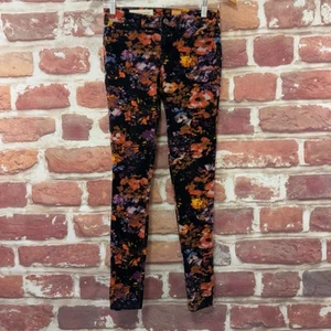 Anthropologie Pilcro Pants Womens 25 Floral Fine Skinny Casual Stretchy Corduroy - Picture 1 of 9