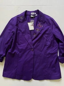 Bob Mackie Blazer Womens XL Purple Art Jeweled Dragonfly Spider Butterfly NWT - Picture 1 of 8