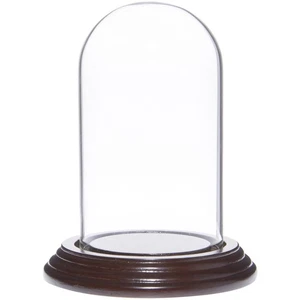 Plymor 2.5" x 4.5" Small Glass Display Dome Cloche (Dark Mahogany Veneer Base) - Picture 1 of 1