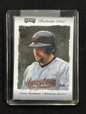 2003 Playoff Portraits Lance Berkman DUAL GU RELIC #17/25 ASTROS  - Image 1 of 2