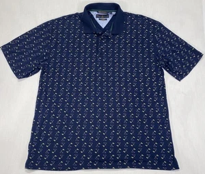 Tommy Hilfiger Golf Polo Shirt Men’s XL Navy Blue Golf All Over Print - Picture 1 of 9