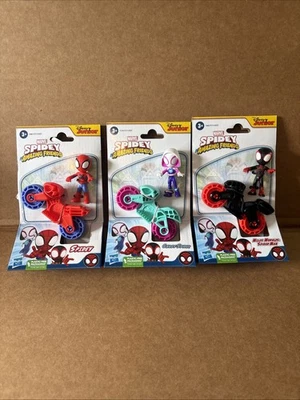Spidey & Friends Miles Morales, Spider-Man Fantasma Figura Araña con LOTE de Motocicleta Foto 1 de 4