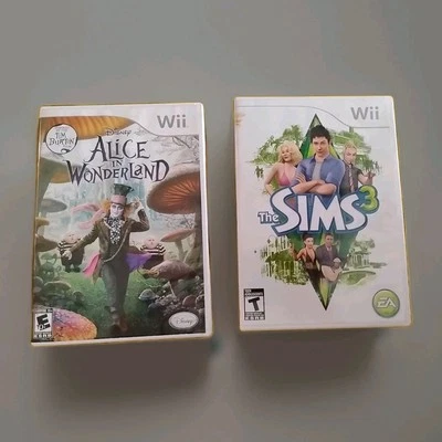 2 Wii Games, Alice in Wonderland & Sims 3 CIB Complete Manuals, 1 Poster - Image 1 of 4