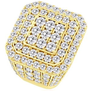5Ct Diamond Ring Men's Flashy Multi Row Wedding Band in White or Yellow Gold - Picture 1 of 12
