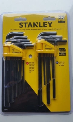 Stanley 85-753 BRAND NEW SAE & Metric Long Arm Hex Key Set - 22 Piece - Image 1 of 2