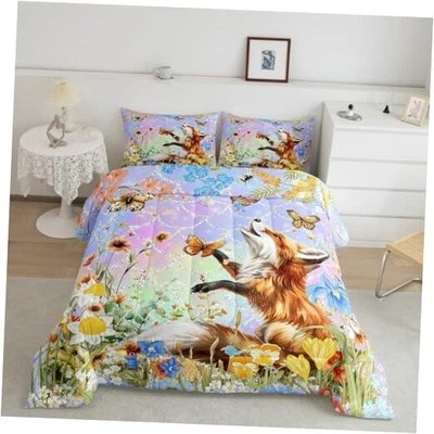  Fox одеяло комплект для детей мальчиков девочек бабочка одеяло цветочный Twin мульти 15 - Изображение 1 из 4