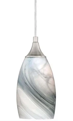 Milano 1-Light Satin Nickel Mini Pendant/Marble Swirl Colored Glass/Free Shippin - Image 1 of 4
