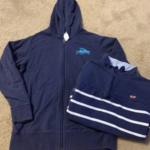 PATAGONIA & VINEYARD VINES Full Zip Hoodie Jacket Sweatshirt Boys M 8 10 Navy - Picture 1 of 10