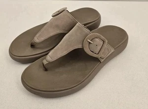 Vionic Womens Sandals 10 Wide Brown Tan Recovery RX Suede Flip Flop Slide Comfy - Picture 1 of 6