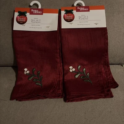 Servilletas de cena de vacaciones Better Homes And Gardens 2011 brillo satinado muérdago 4 piezas Foto 1 de 4