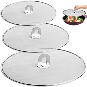 3 Pack Splatter Screen for Frying Pan 13" 11.5" 9.8" Stainless Steel Grease S... - Picture 1 of 9