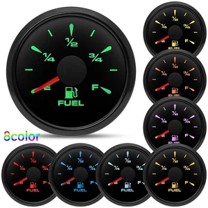 2" 52MM Universal Gas Fuel Level Gauge 0-90ohms 8 Colors LED For Marine Boat Car - Picture 1 of 13