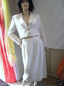 Claire Paris Suit Jacket + Skirt Wedding 42 Value 682€ White & Light Yellow - Picture 1 of 5