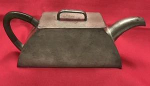 Kleine chinesische Zinn Teekanne mit Jade (?)  Griff Humphar Porzellan Co Peking - Bild 1 von 8