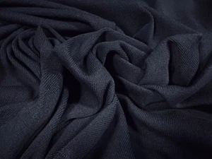 Cotton Blend Fine Ribbed Cuffing Jersey Fabric, Per Metre - Plain - Navy Blue - Picture 1 of 3