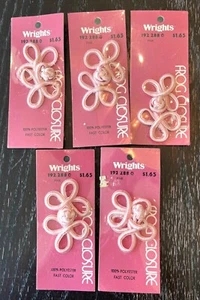 Frog Knot Closure Pink 2.5" Wrights Polyester 5 Sets Vintage Fastener Fast Color - Picture 1 of 4