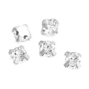 Lote De 50 Perlas Conectores Strass 4x4mm Transparente Plateada Sin Níquel - Imagen 1 de 1