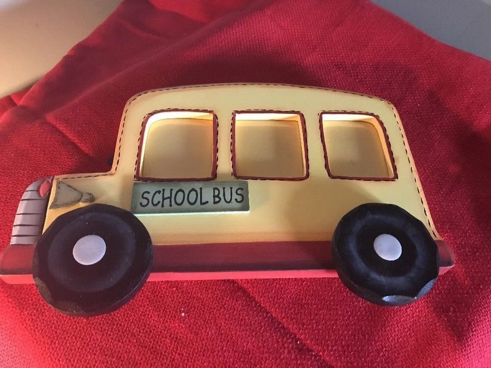 Yellow School Bus Photo Picture Frame 3 Picture Wooden 9-1/2" x 6-1/4"  Foto 1 de 1